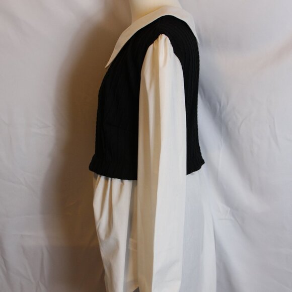 Papaya Brand Peter Pan Collar Black Knit Vest Layered Top Women's Large - Picture 6 of 8